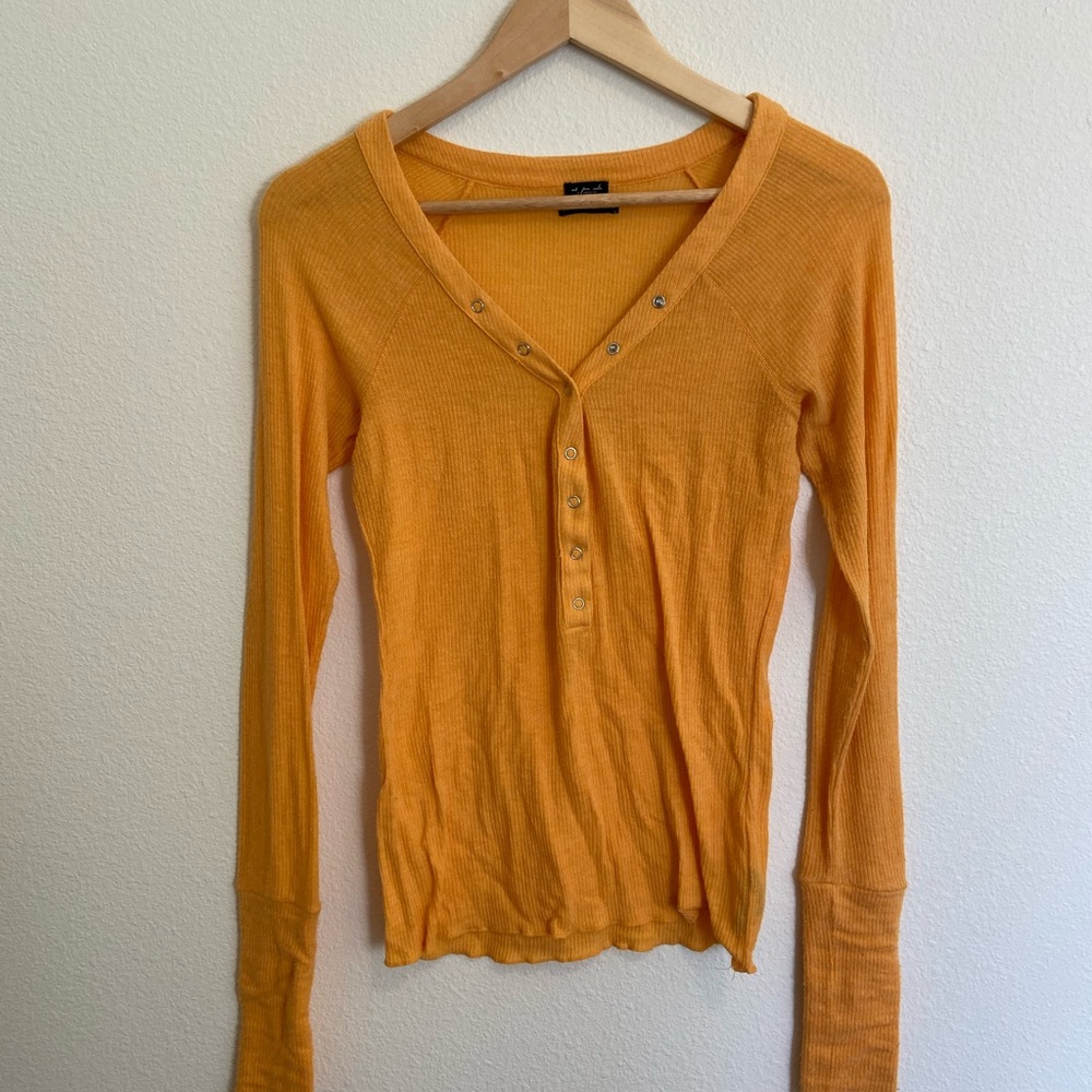 free people orange thermal henley shirt